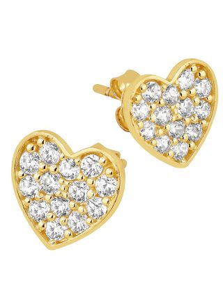 Lykka Hearts gold earrings with pave cz