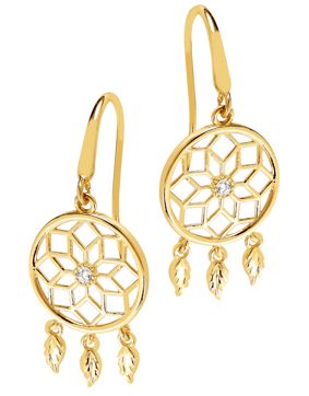 Lykken Symbols dream catcher gold hook earrings