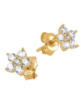 Lykken Symbols star earrings in yellow gold with cz