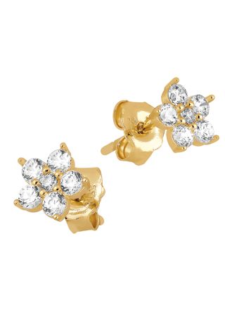 Lykka Symbols star earrings in yellow gold with cz