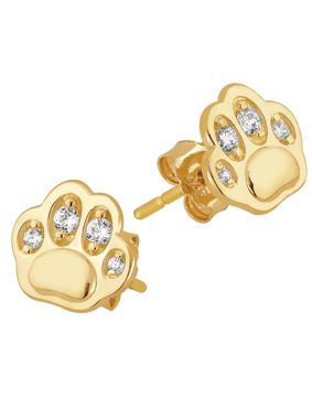 Lykken Symbols paw gold zirconia earrings