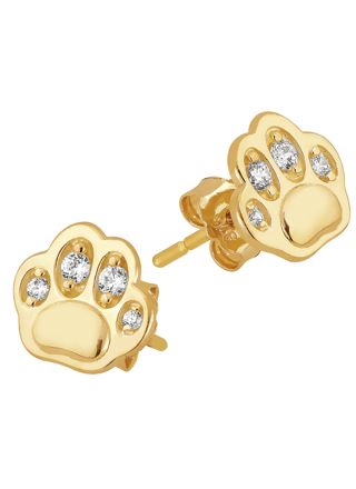 Lykka Symbols paw gold zirconia earrings