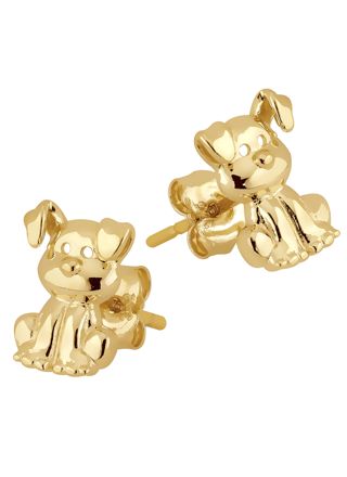 Lykka Symbols dog stud gold earrings