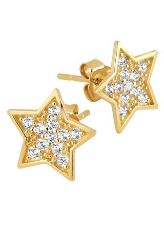 Lykka Symbols star gold earrings pave