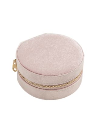 Lykka velvet pink round jewellery box