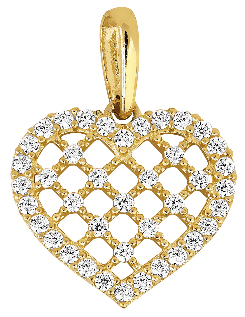 Lykka Casuals heart net pendant in yellow gold 11.86 x 10.84 mm