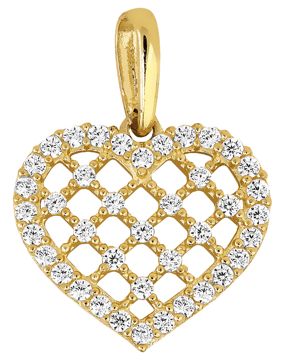 Lykken Casuals heart net pendant in yellow gold 11.86 x 10.84 mm