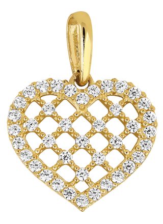 Lykka Casuals heart net pendant in yellow gold 11.86 x 10.84 mm