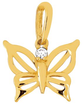Lykken Symbols smooth gold butterfly pendant