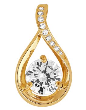 Lykken Casuals drop shaped gold pendant with cubic zirconia
