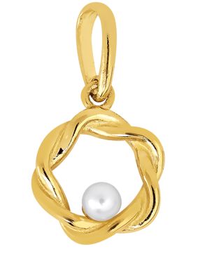 Lykken Pearls knot pearl pendant in yellow gold