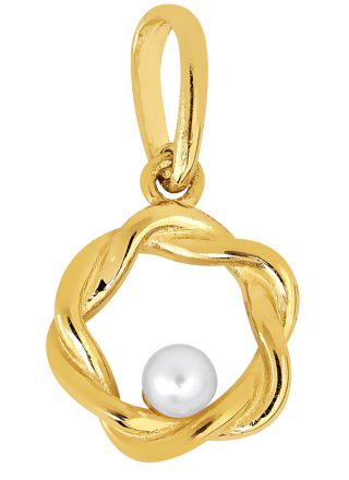 Lykka Pearls knot pearl pendant in yellow gold