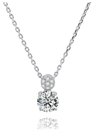 Lykka Casuals pave solitaire silver necklace