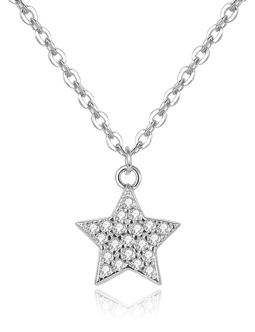 Lykka Symbols silver pave star necklace
