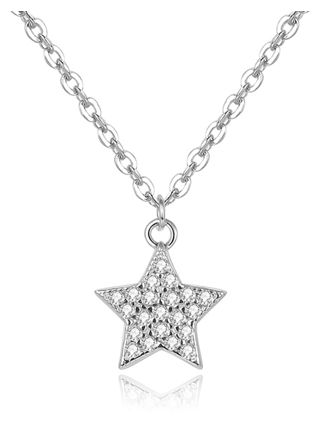 Lykka Symbols silver pave star necklace