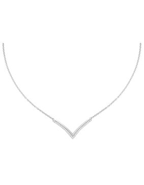 Lykken Casuals Chevron silver necklace with zirconia stones