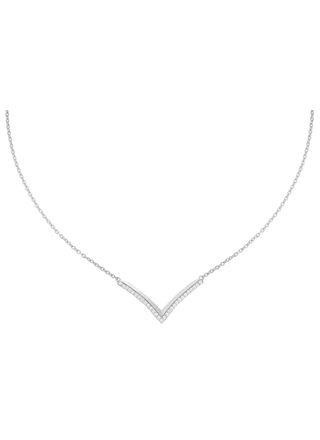 Lykka Casuals Chevron silver necklace with zirconia stones