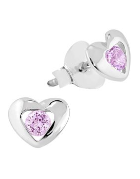 Lykken Hearts pink silver heart earrings