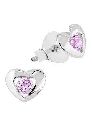 Lykka Hearts pink silver heart earrings