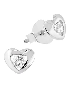 Lykken Hearts silver heart earring with white cz