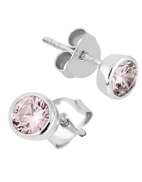Lykken Casuals silver stud earrings pink 6 mm