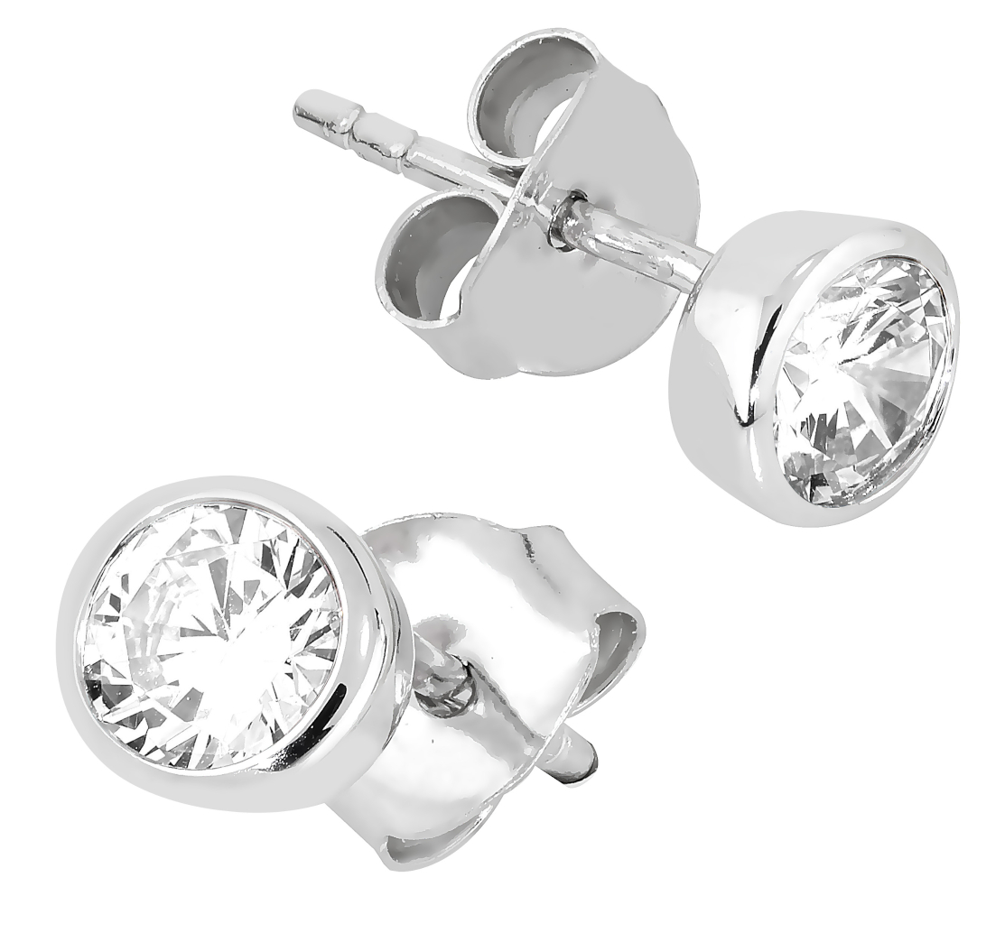 Lykka Casuals silver stud earrings white 6 mm 