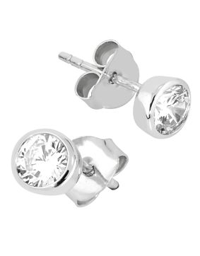 Lykken Casuals silver stud earrings white 6 mm