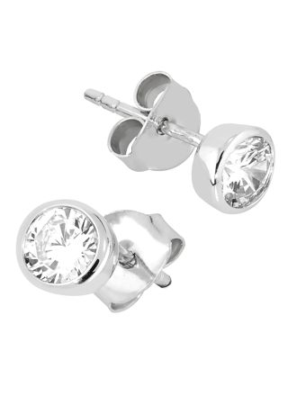 Lykka Casuals silver stud earrings white 6 mm 