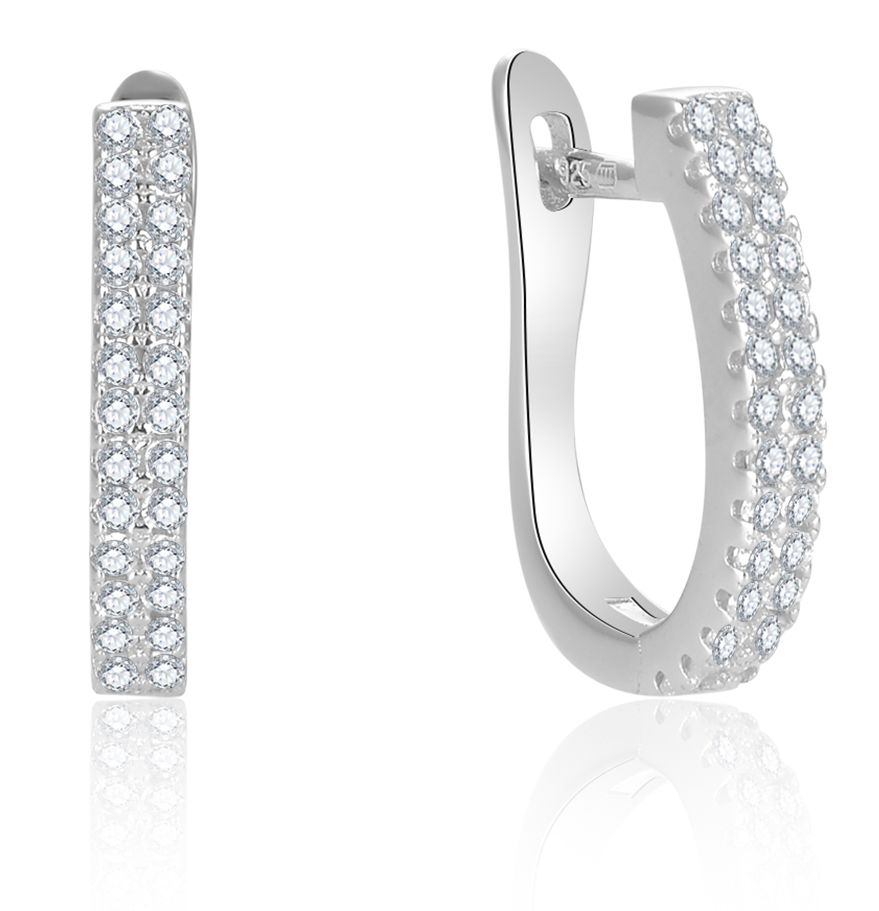 Lykka Casuals cz oval huggies in silver