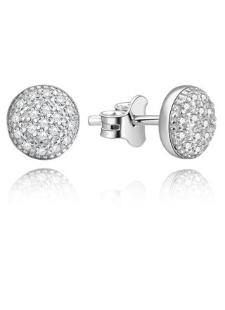 Lykka Symbols round silver pave earrings