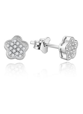 Lykka Symbols Flower silver pave earrings