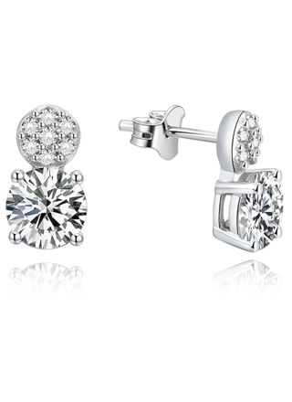 Lykka Casuals cz two stone earrings in silver