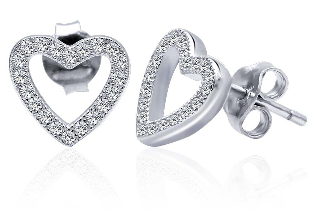 Lykka Hearts silver open heart earrings