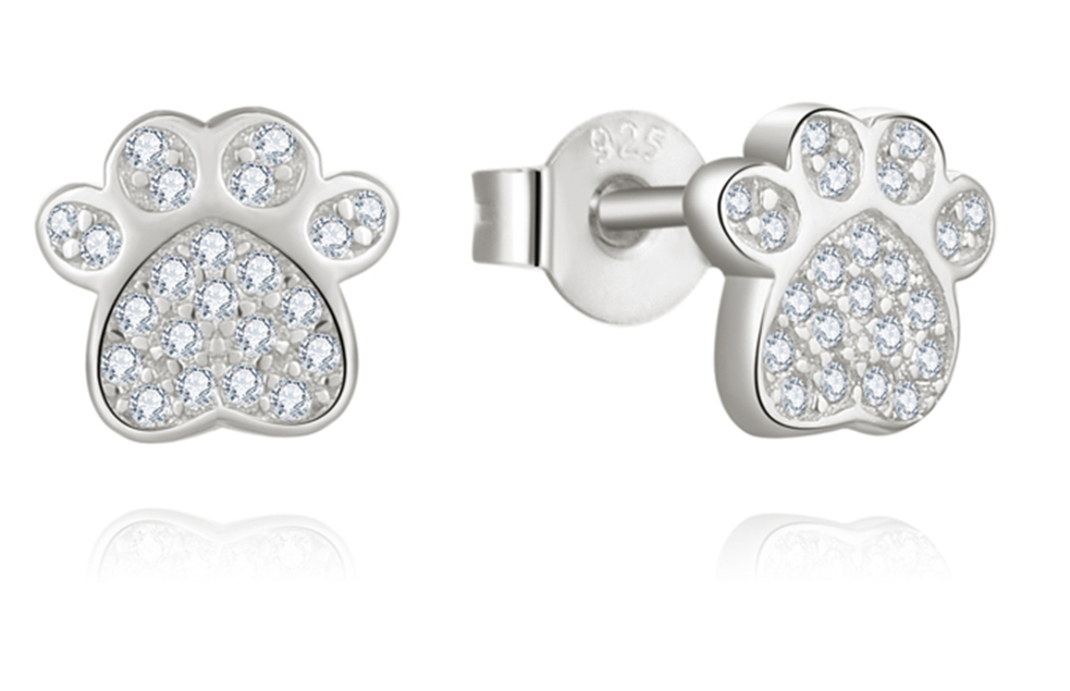 Lykka Symbols dog paw pave silver studs