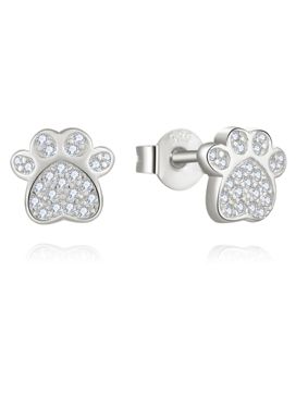 Lykka Symbols dog paw pave silver studs