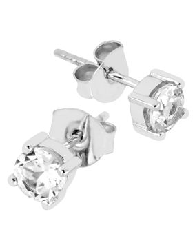 Lykken Casuals white cubic zirconia silver solitaire earrings