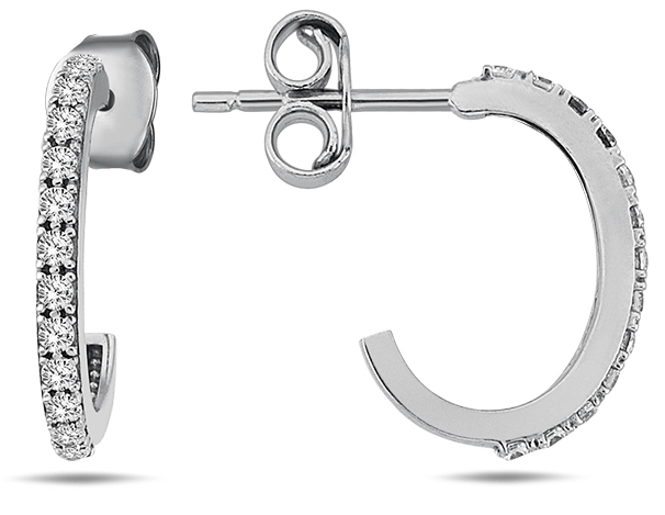 Lykka Casuals white gold c-hook earrings 13,5 mm