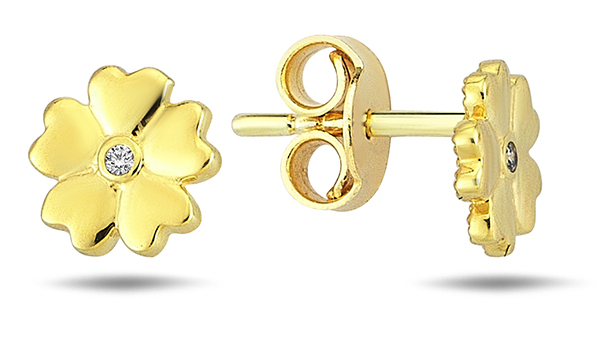 Lykka Symbols yellow gold flower earrings