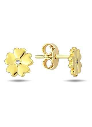 Lykka Symbols yellow gold flower earrings