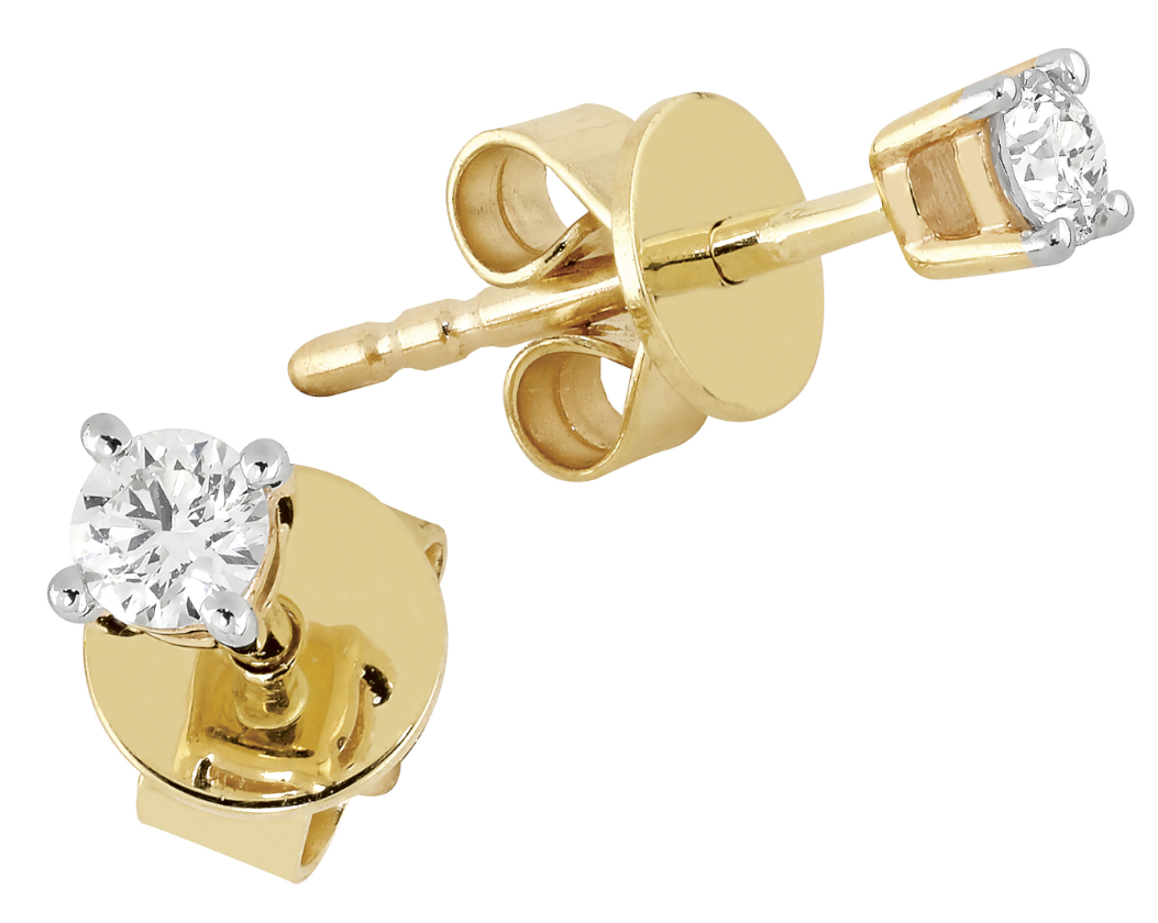 Diamond earrings in yellow gold 3,5 mm