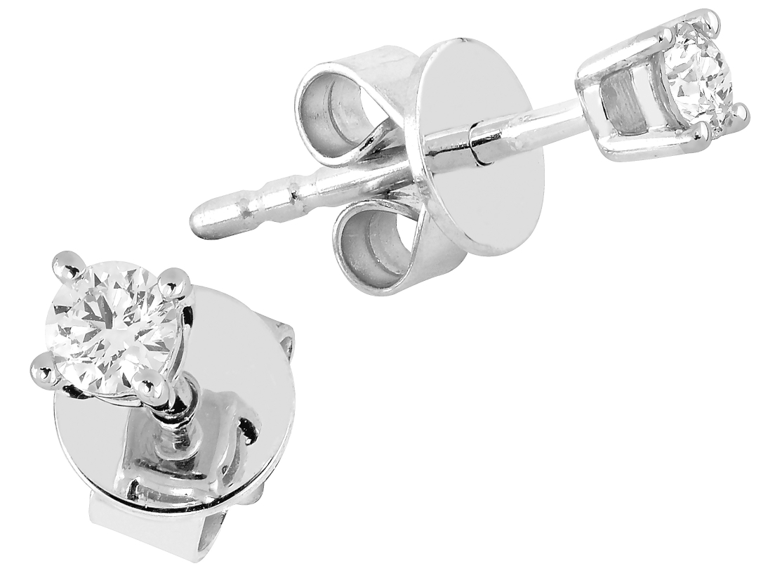 Lykka Elegance solitaire diamond earrings in white gold