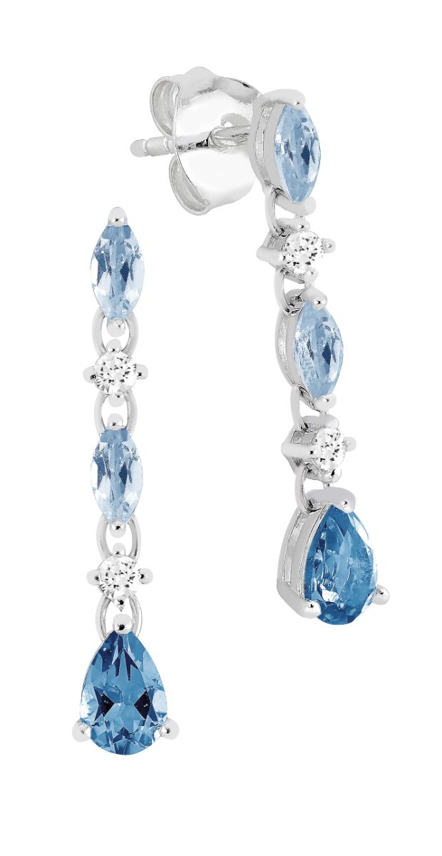 Lykka Casuals long topaz and cz silver earrings 