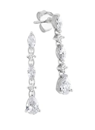 Lykka Casuals long silver earrings with zirconia stones