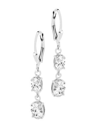 Lykka Casuals long hook silver earrings with zirconia stones