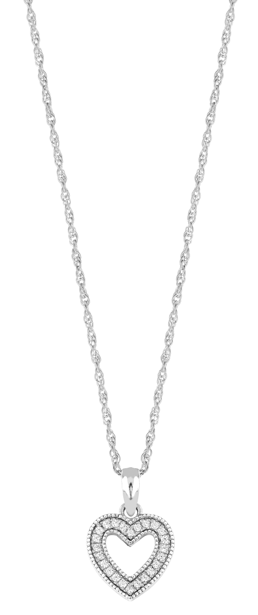 Lykka Hearts silver heart necklace milgrain