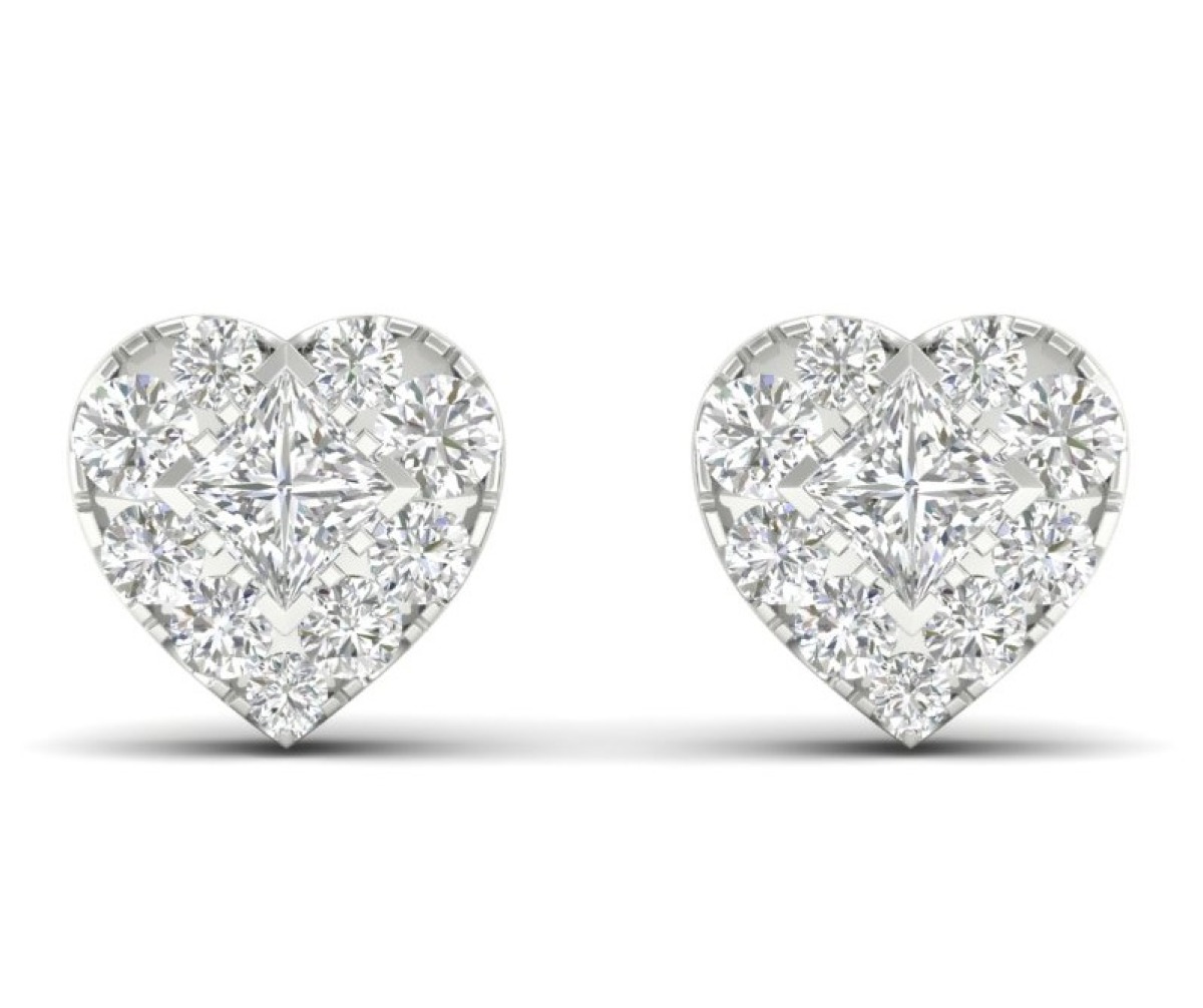 Lykka Elegance heart earrings with diamonds