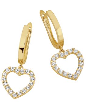 Lykken Casuals heart pendant hoop earrings in yellow gold