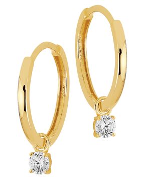 Lykka Casuals zirconia pendant hoop earrings in yellow gold