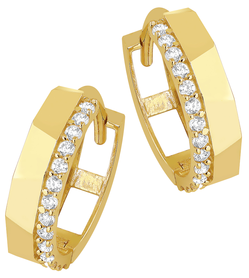 Lykka Casuals yellow gold huggies with zirconia