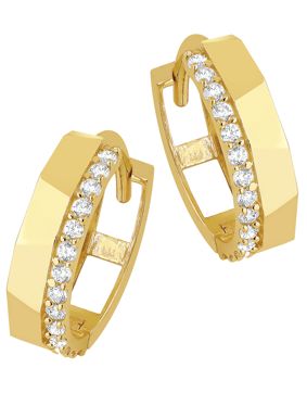 Lykken Casuals yellow gold huggies with zirconia